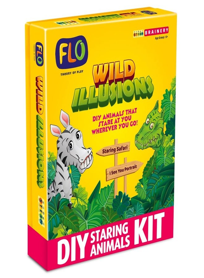 فلو مجموعة FLO Brainery Wild Illusions لصنع حيوانات ثلاثية الأبعاد للأطفال من عمر 6 سنوات فما فوق | لعبة تعليمية STEAM | اصنع حيوانات بعيون متحركة وصور "أراك" | هدية تعليمية فنية وعلمية للأولاد والبنات - Image 1